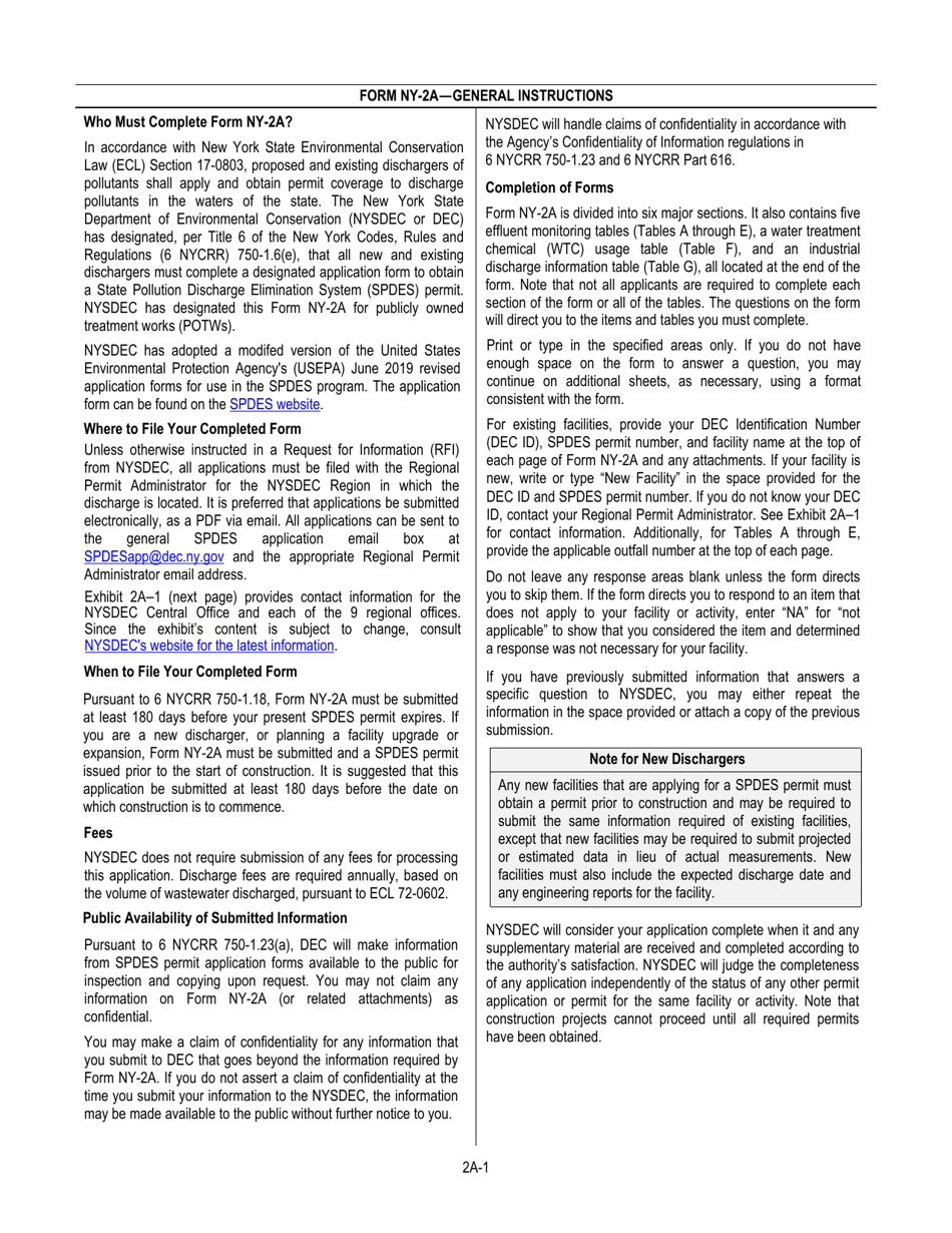 DEC Form NY-2A Application for Spdes Permit to Discharge Wastewater - New and Existing Publicly Owned Treatment Works - New York, Page 2