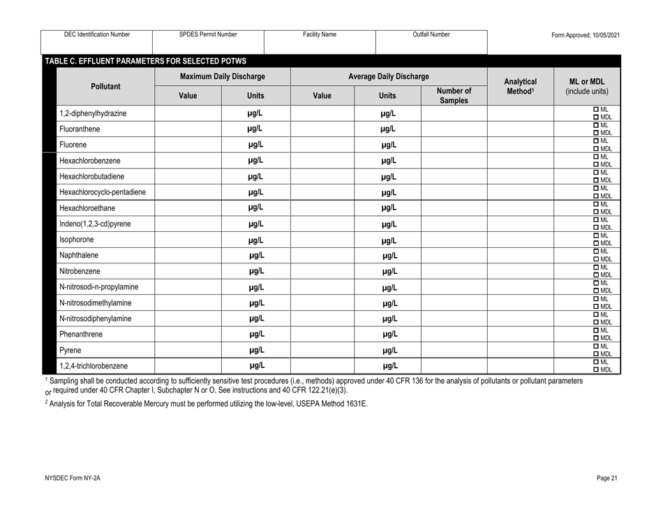 DEC Form NY-2A Application for Spdes Permit to Discharge Wastewater - New and Existing Publicly Owned Treatment Works - New York, Page 33
