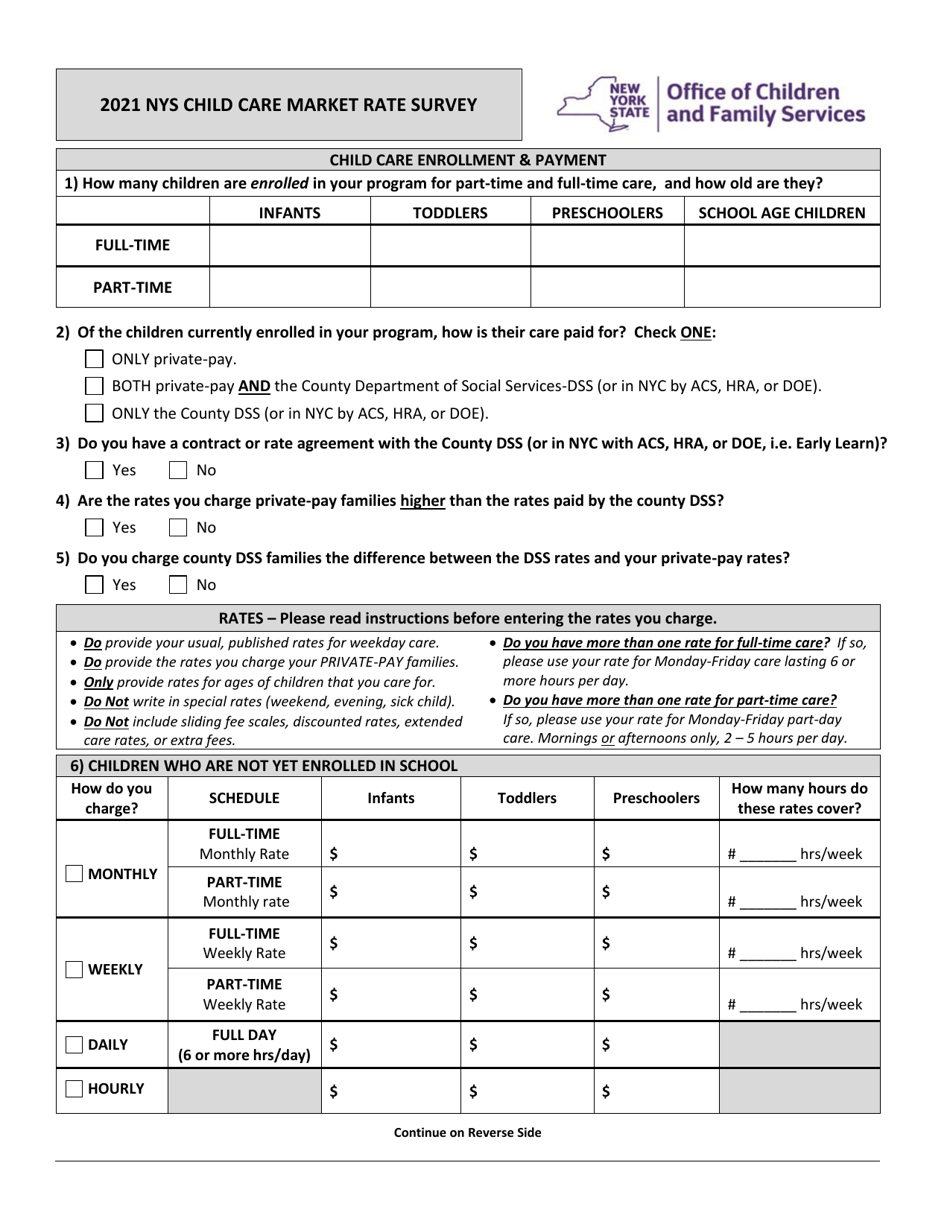 NYS Child Care Market Rate Survey - New York, Page 1