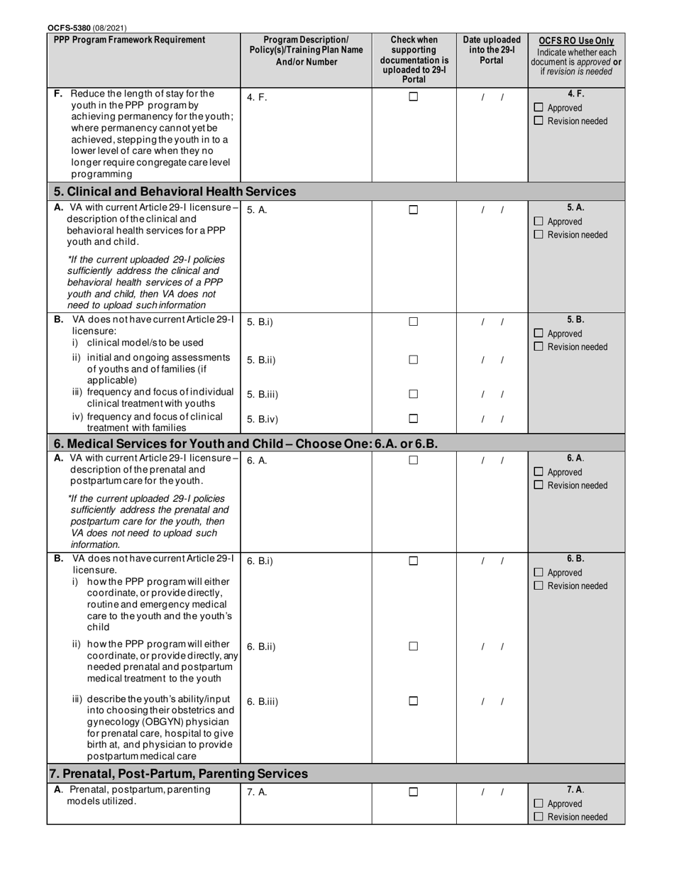 Form OCFS-5380 Prenatal / Postpartum / Parenting Program (PPP) Application Checklist - New York, Page 3