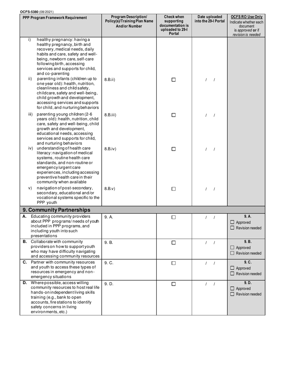 Form OCFS-5380 Prenatal / Postpartum / Parenting Program (PPP) Application Checklist - New York, Page 5