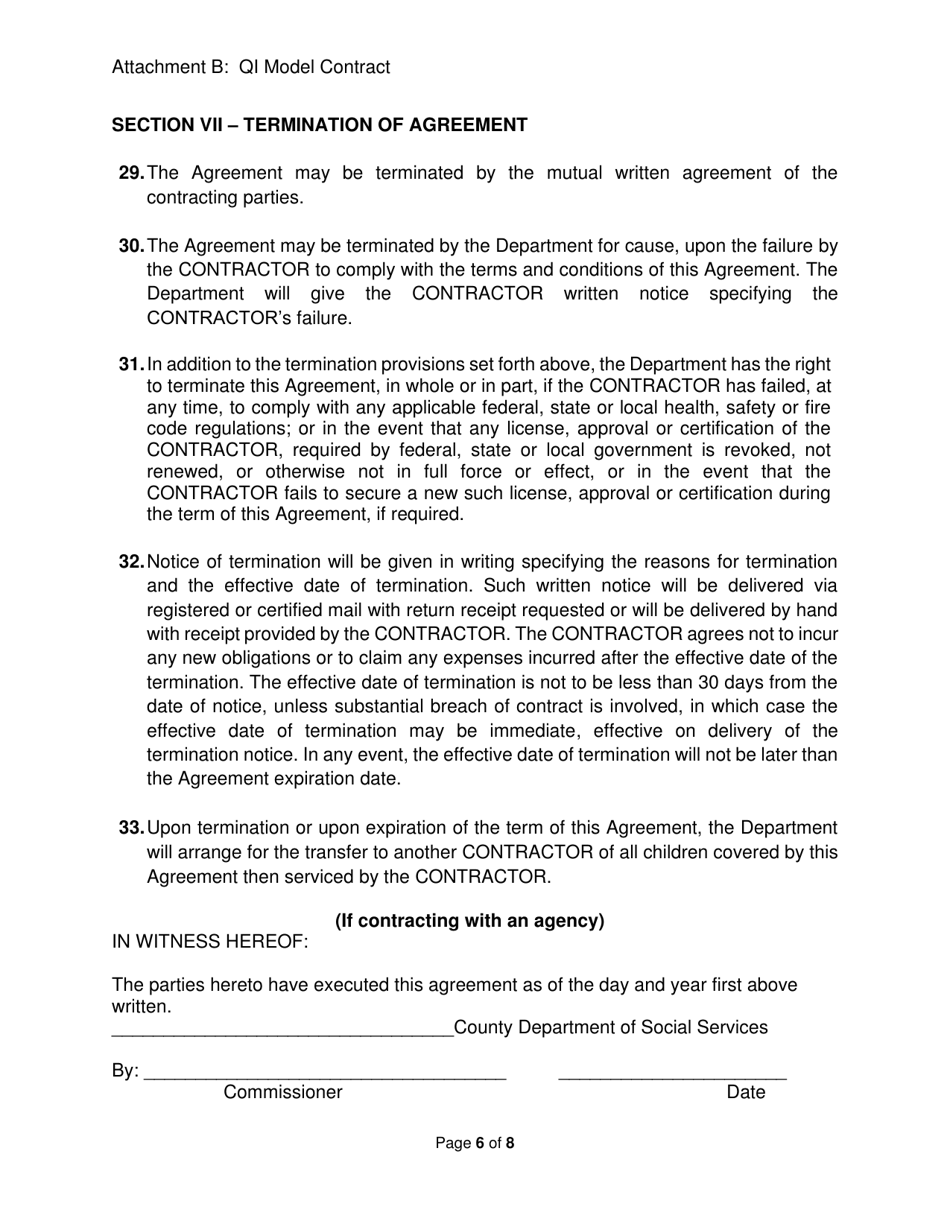 Attachment B Agreement for Purchase of Qualified Individual (Qi) Assessment Services - New York, Page 6