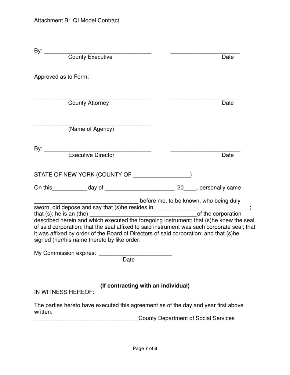 Attachment B Agreement for Purchase of Qualified Individual (Qi) Assessment Services - New York, Page 7