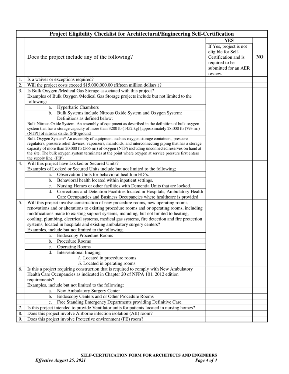 Self-certification Form for Architects and Engineers - New York, Page 4