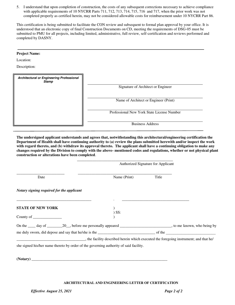 Construction Project Certification Letter for AER Reviews Architects  Engineers - New York, Page 2