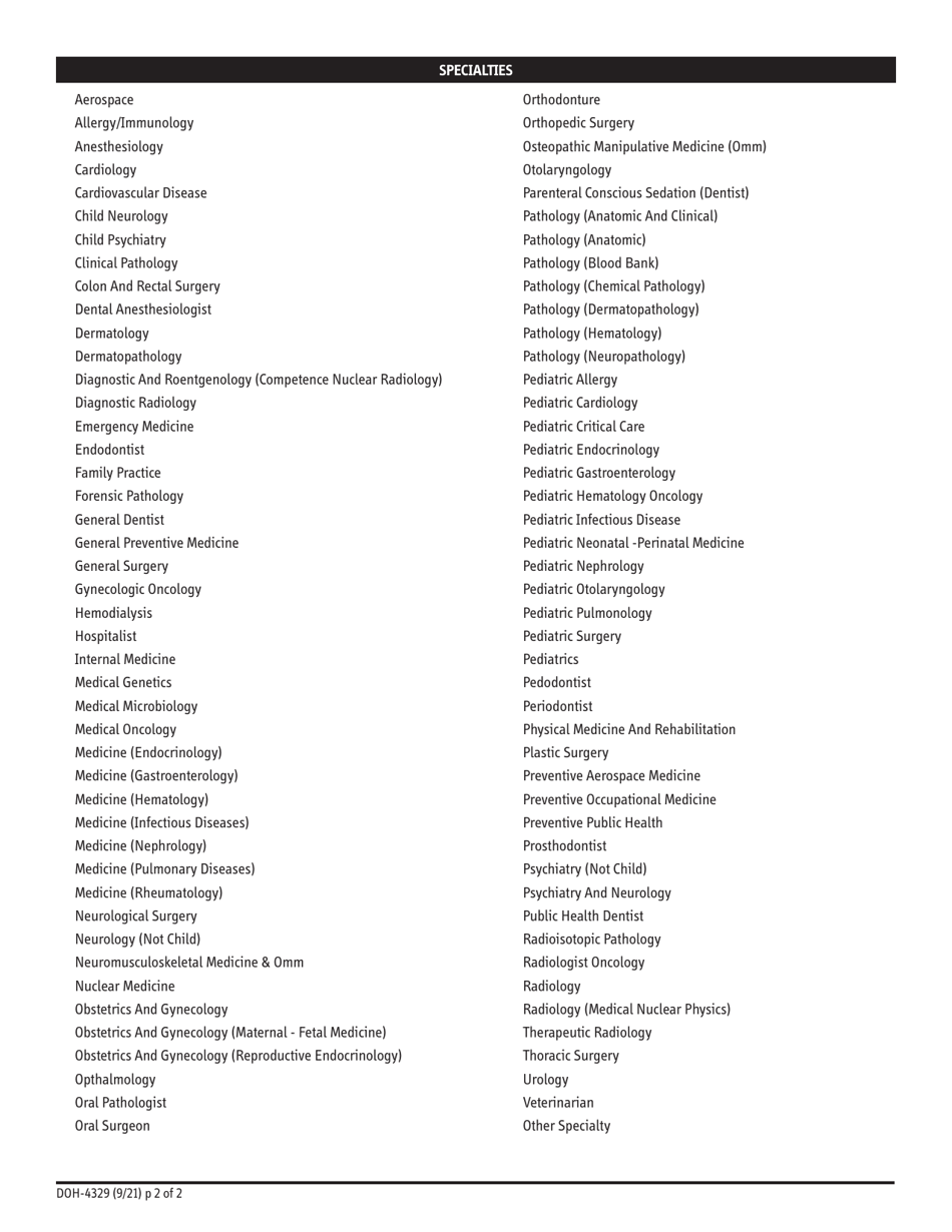 Form DOH-4329 Official New York State Prescription Registration - New York, Page 2
