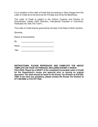 Irrevocable Letter of Credit Template - North Carolina, Page 4
