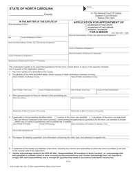 Form AOC-E-208 &quot;Application for Appointment of Guardian for a Minor&quot; - North Carolina