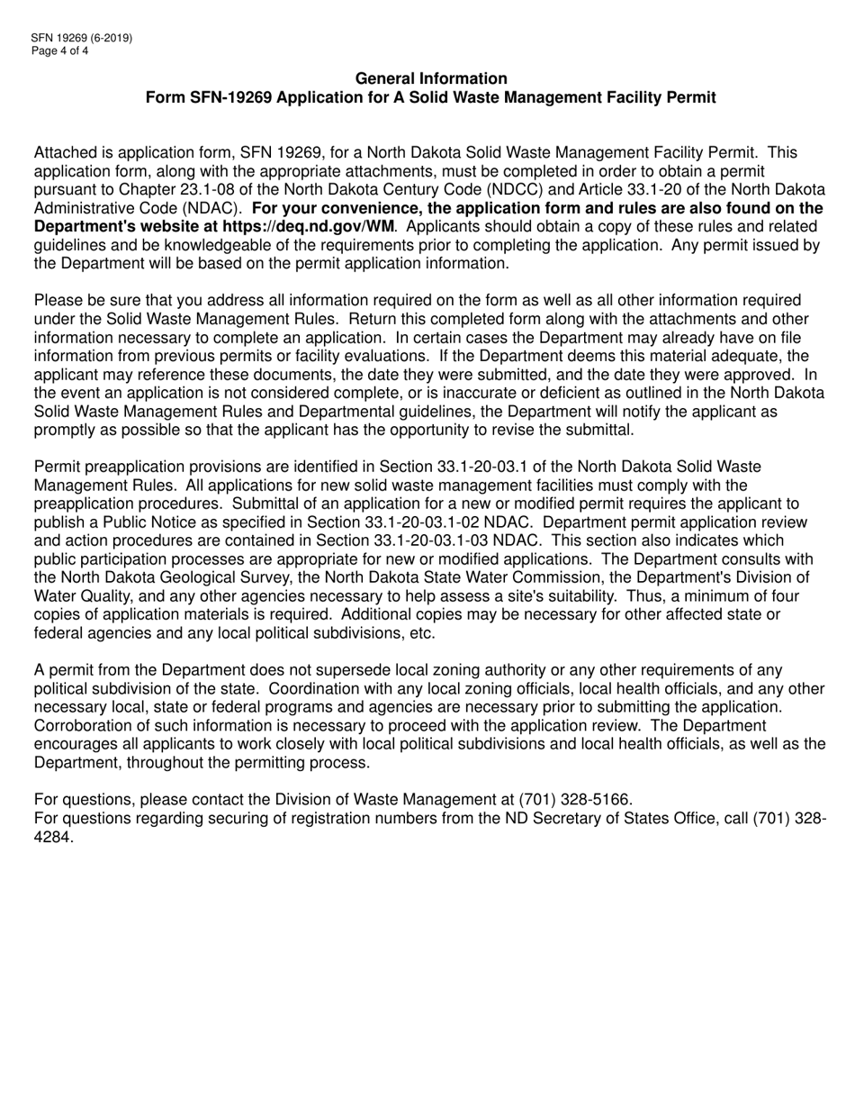 Form SFN19269 Application for a Solid Waste Management Facility Permit - North Dakota, Page 4