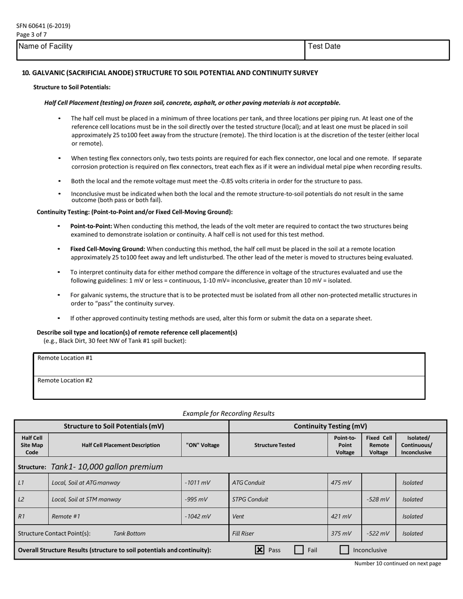 Form SFN60641 Ust Cathodic Protection System Evaluation Galvanic (Sacrificial Anode) Type - North Dakota, Page 3