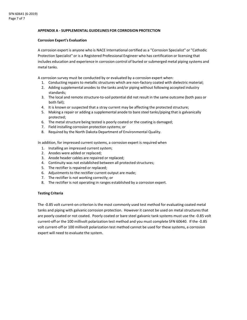 Form SFN60641 Ust Cathodic Protection System Evaluation Galvanic (Sacrificial Anode) Type - North Dakota, Page 7