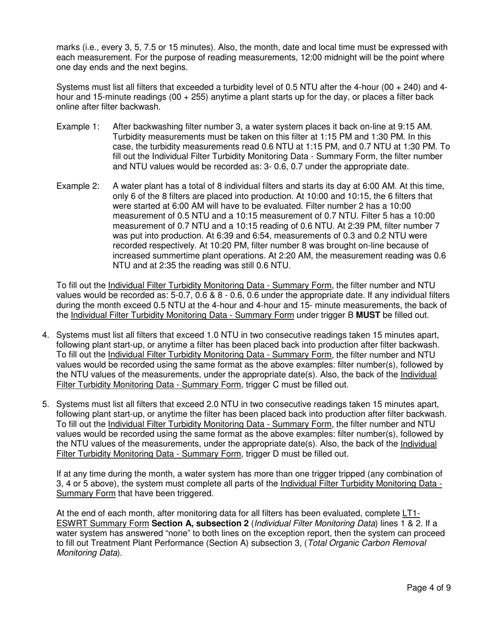 Form SFN54272 Long Term 1 - Enhanced Surface Water Treatment Rule Summary - North Dakota, Page 6