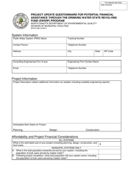 Document preview: Form SFN61492 Project Update Questionnaire for Potential Financial Assistance Through the Drinking Water State Revolving Fund (Dwsrf) Program - North Dakota
