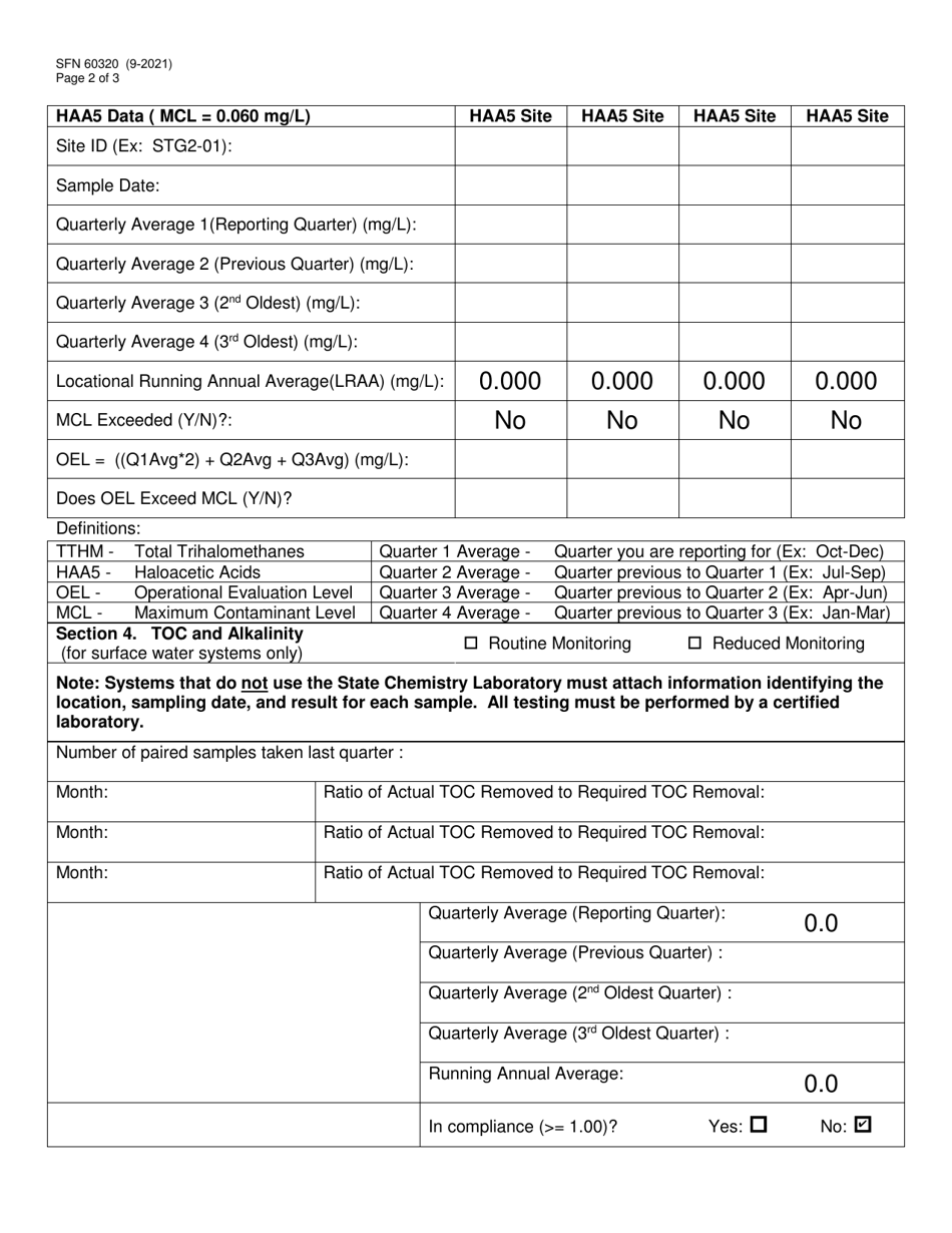Form SFN60320 Stage 2 Disinfectants and Disinfection by-Products Rule Summary - North Dakota, Page 2