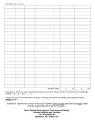 Form SFN59085 Membrane Treatment Technology Distribution System Disinfectant Residual Monitoring Data - North Dakota, Page 2