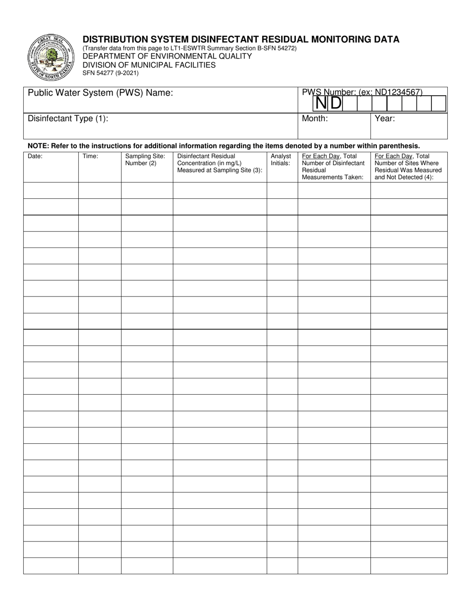 Form SFN54277 Download Fillable PDF or Fill Online Distribution System ...