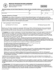 Form SFN615 Medicaid Program Provider Agreement - North Dakota