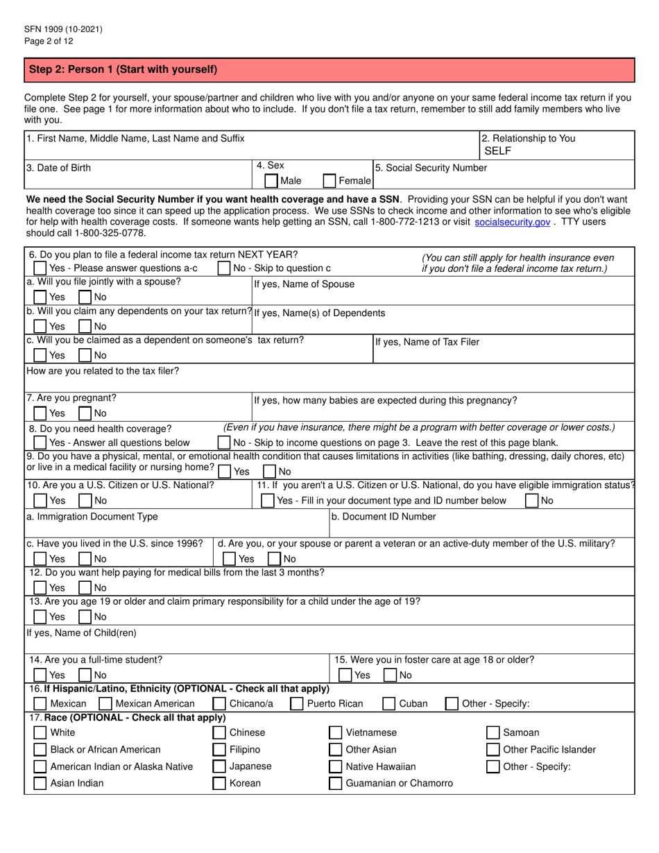 Form SFN1909 Application for Health Coverage and Help Paying Costs - North Dakota, Page 3