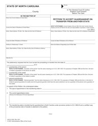 Form AOC-E-355 &quot;Petition to Accept Guardianship on Transfer From Another State&quot; - North Carolina