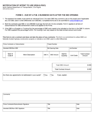 Form C (SFN52160) &quot;Notification of Intent to Use (Rgn &amp; Rgc)&quot; - North Dakota