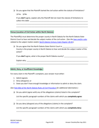 Answering a Civil Summons and Complaint Checklist - North Dakota, Page 4