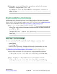 Answering a Debt Collection Summons and Complaint Checklist - North Dakota, Page 4