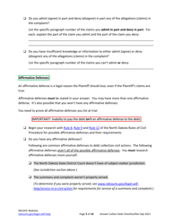 Answering a Debt Collection Summons and Complaint Checklist - North Dakota, Page 5
