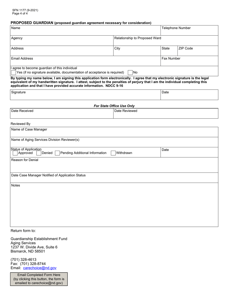 Form SFN1177 Request for Guardianship Establishment Funds - North Dakota, Page 4