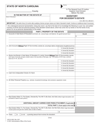 Form AOC-E-505 Inventory for Decedent&#039;s Estate - North Carolina