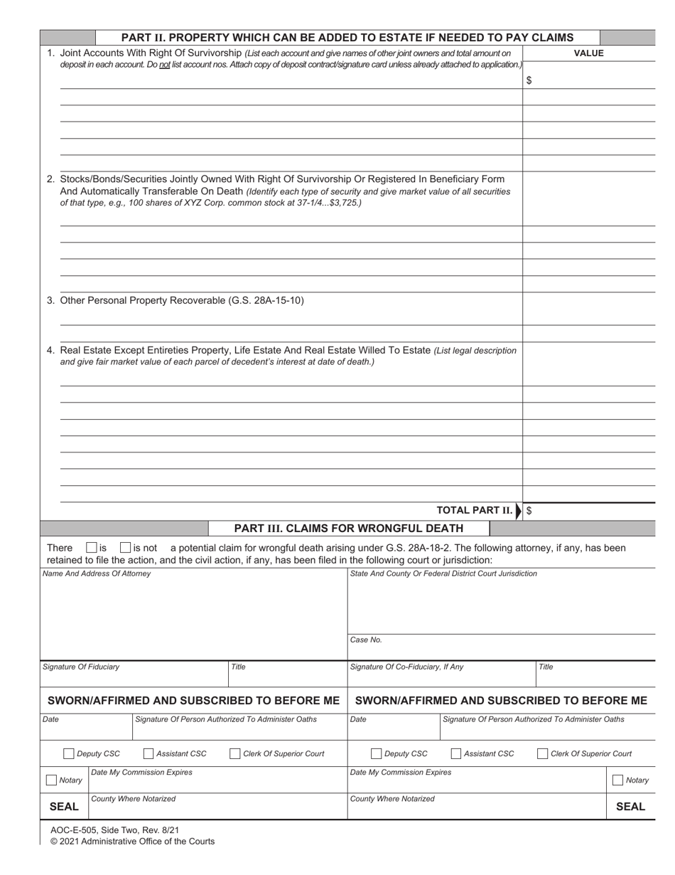 Form AOC-E-505 Download Fillable PDF or Fill Online Inventory for ...