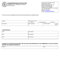 Form SFN62034 &quot;Cornerpersons Notification&quot; - North Dakota