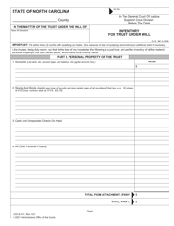 Form AOC-E-511 Inventory for Trust Under Will - North Carolina