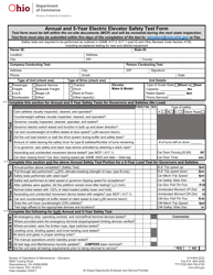 Document preview: Form DIC-18-0015 Annual and 5-year Electric Elevator Safety Test Form - Ohio