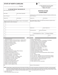 Form AOC-E-650 &quot;Estates Action Cover Sheet&quot; - North Carolina