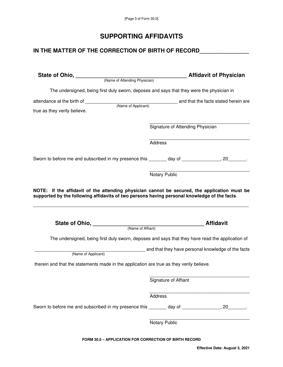 Form 30.0 - Fill Out, Sign Online And Download Fillable Pdf, Ohio 