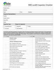 Document preview: Imw Landfill Inspection Checklist - Ohio