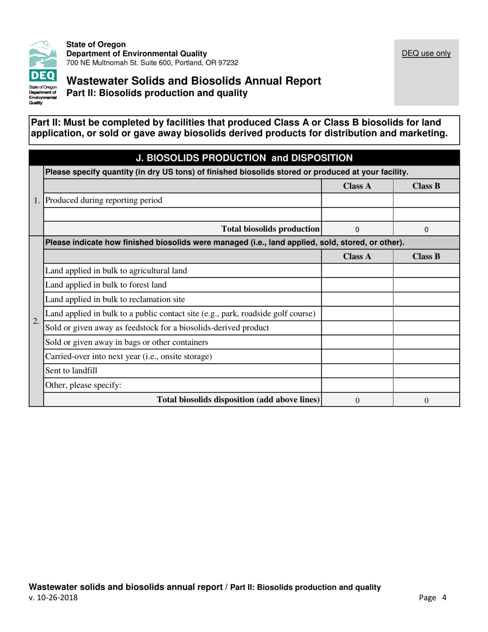 Wastewater Solids and Biosolids Annual Report - Oregon, Page 4