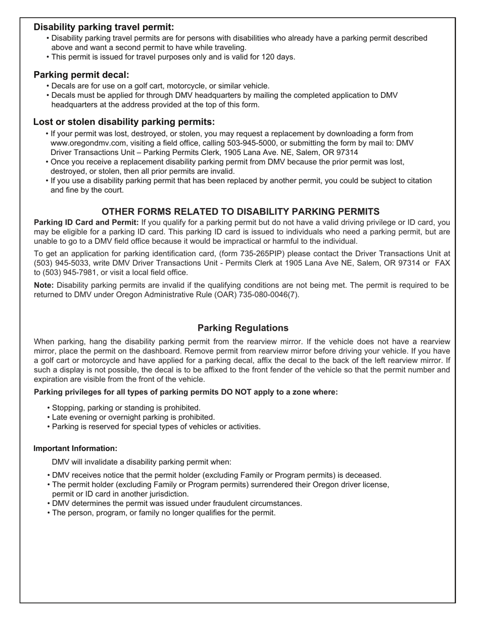 Form 735265 Download Fillable PDF or Fill Online Disability Parking