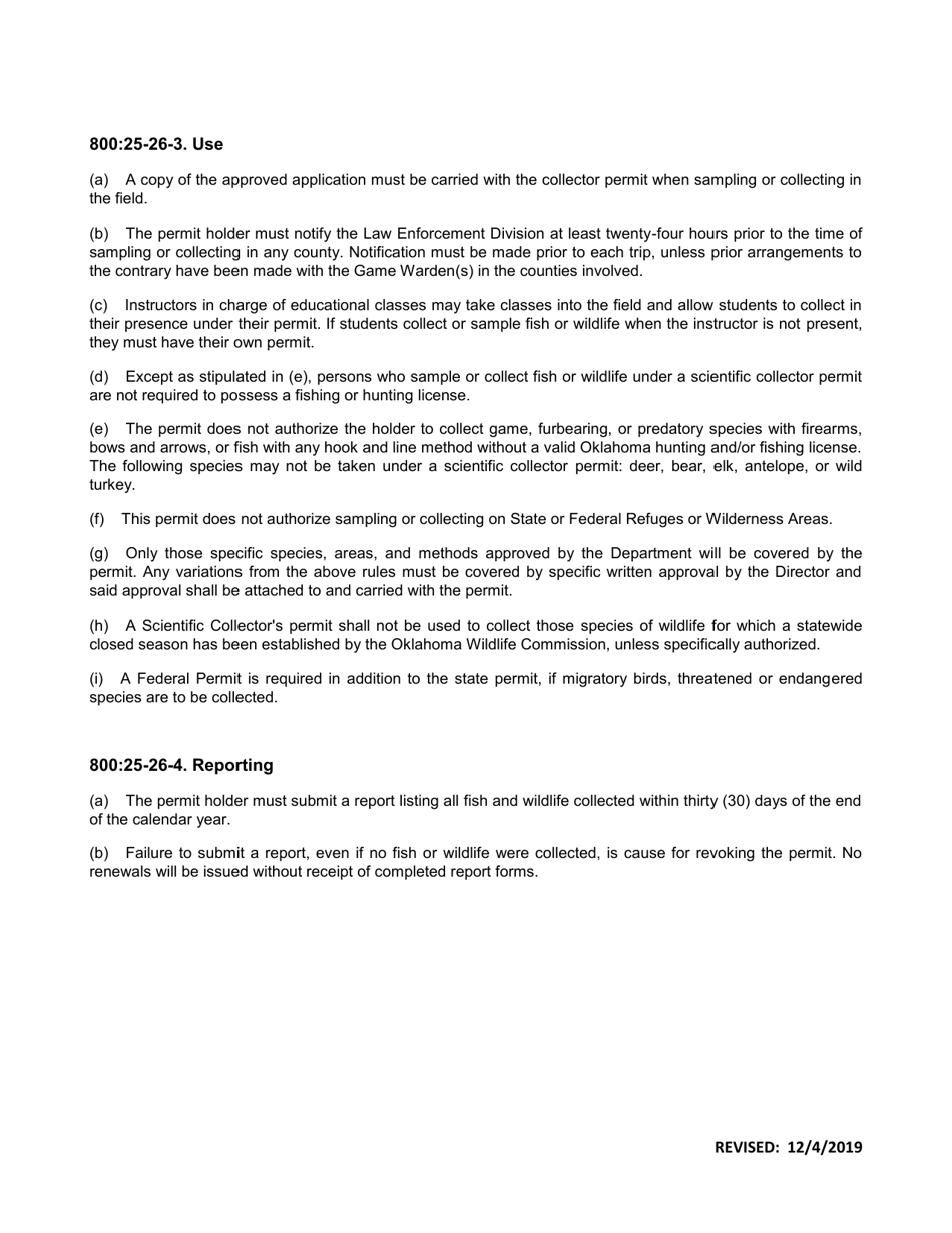 Application for Scientific Collectors Permit - Oklahoma, Page 13