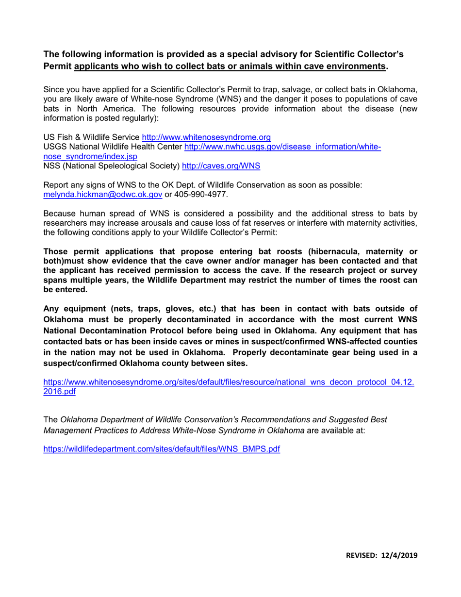 Application for Scientific Collectors Permit - Oklahoma, Page 14