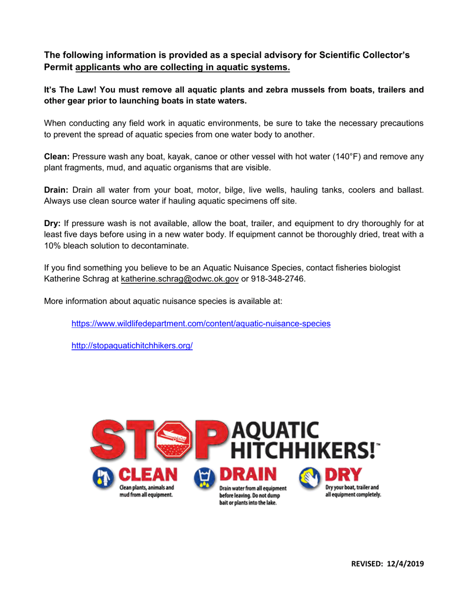 Application for Scientific Collectors Permit - Oklahoma, Page 15