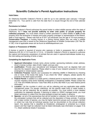 Application for Scientific Collector&#039;s Permit - Oklahoma, Page 2