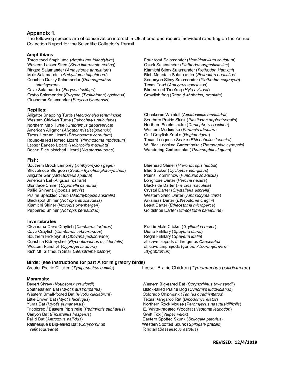 Application for Scientific Collectors Permit - Oklahoma, Page 9