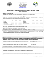 Responsible Managing Individual Change Request Form - Oregon, Page 2