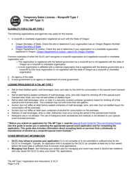 Document preview: Temporary Sales License - Nonprofit Type 1 - Oregon
