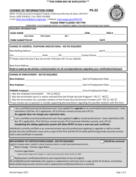 Form PS-23 &quot;Change of Information Form&quot; - Oregon