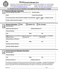 Form PS-24 Executive Manager Form - Oregon