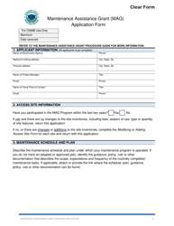 Maintenance Assistance Grant (Mag) Application Form - Oregon