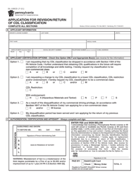 Form DL-100CD Application for Revision/Return of Cdl Classification - Pennsylvania