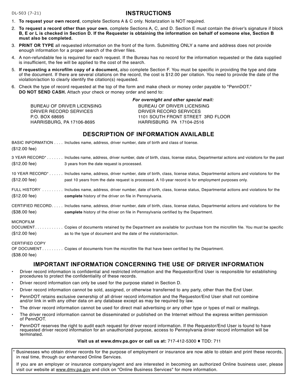 Form DL-503 - Fill Out, Sign Online and Download Fillable PDF ...